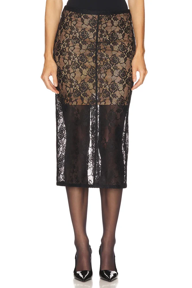 Floral Lace Midi Skirt