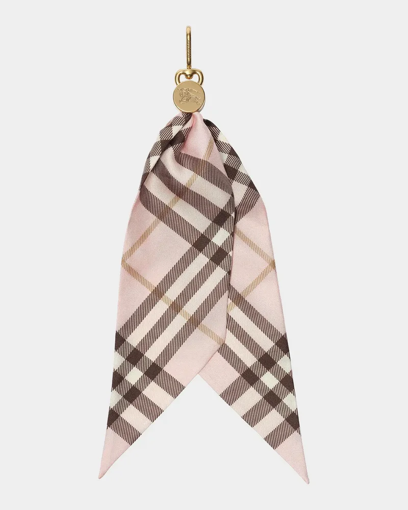Check Silk Scarf Bag Charm