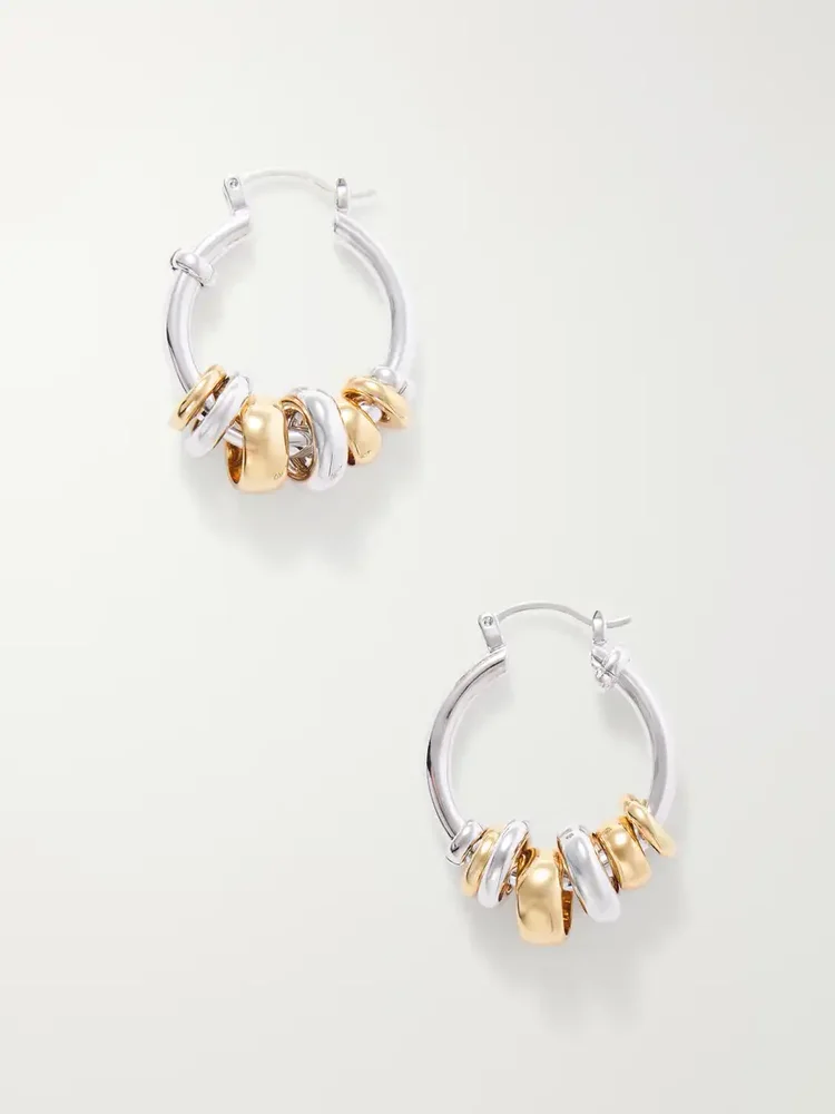 Radda gold and silver-toned bead-embellished hoop earrings