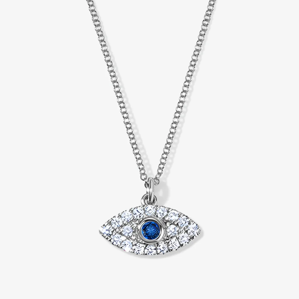 Mini Token Pave Evil Eye Necklace