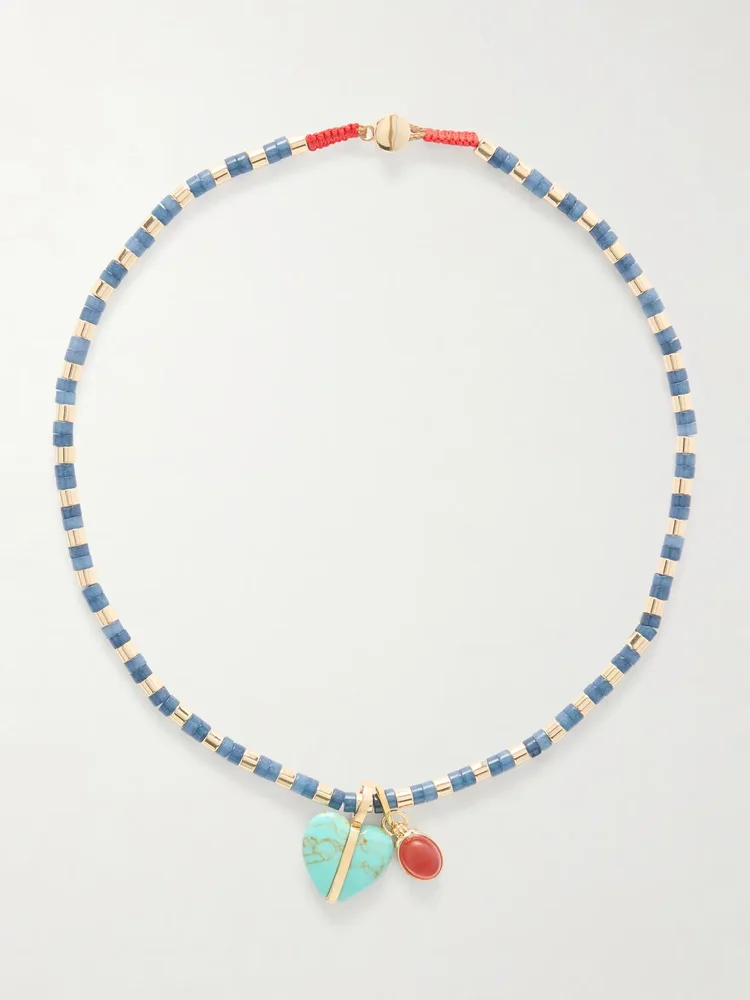 The Bar gold-tone, lapis lazuli, turquoise and carnelian necklace