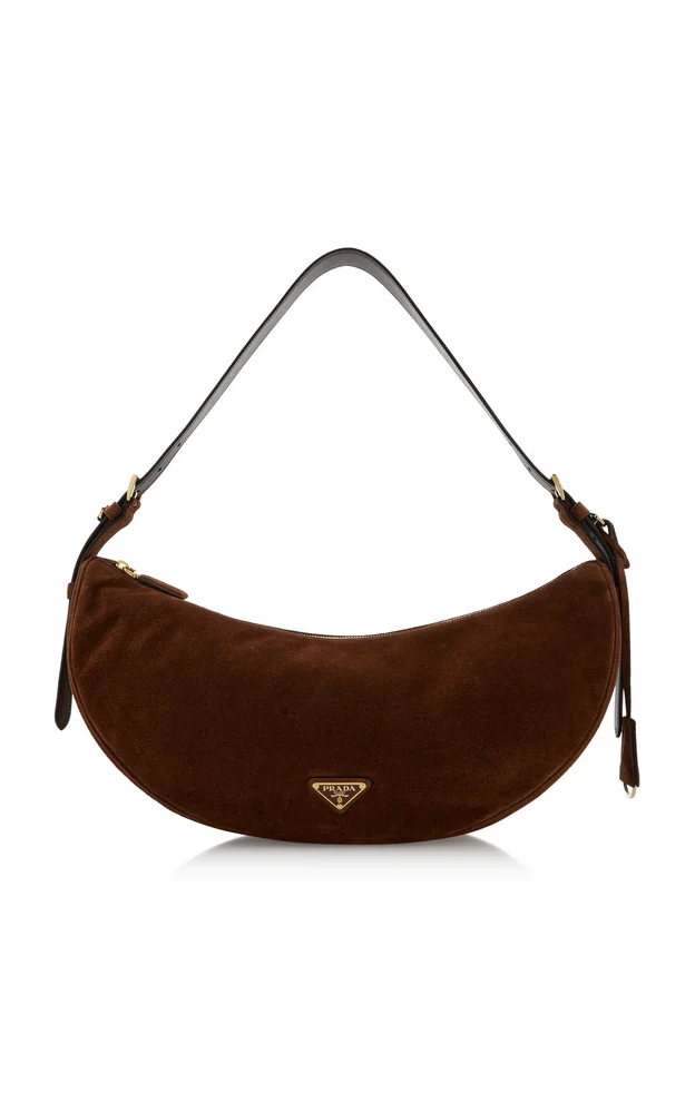 Demi-Lune Large Suede Shoulder Bag