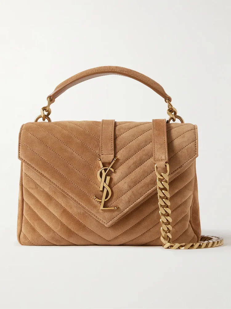 College Medium Matelasse Suede Shoulder Bag