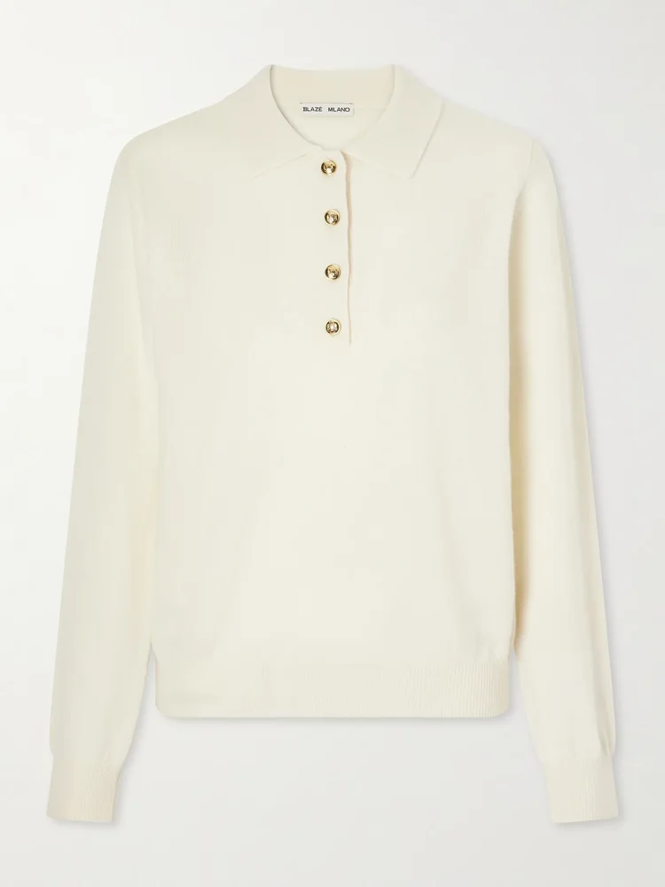 Highland wool and cashmere-blend polo sweater