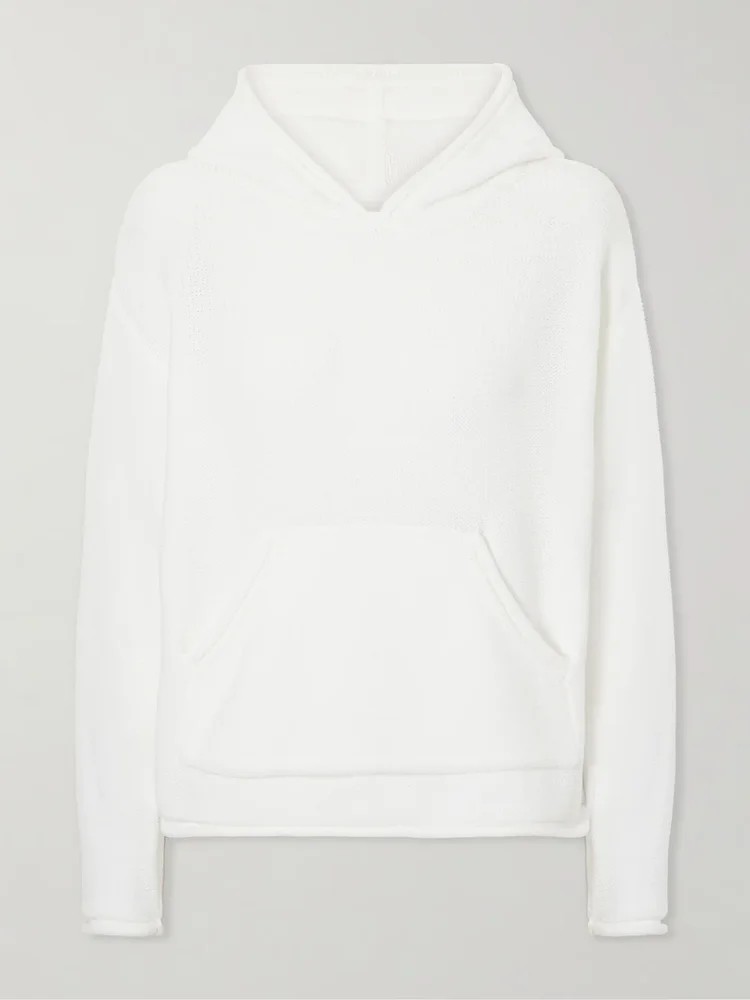 Mae open-knit cotton-blend hoodie