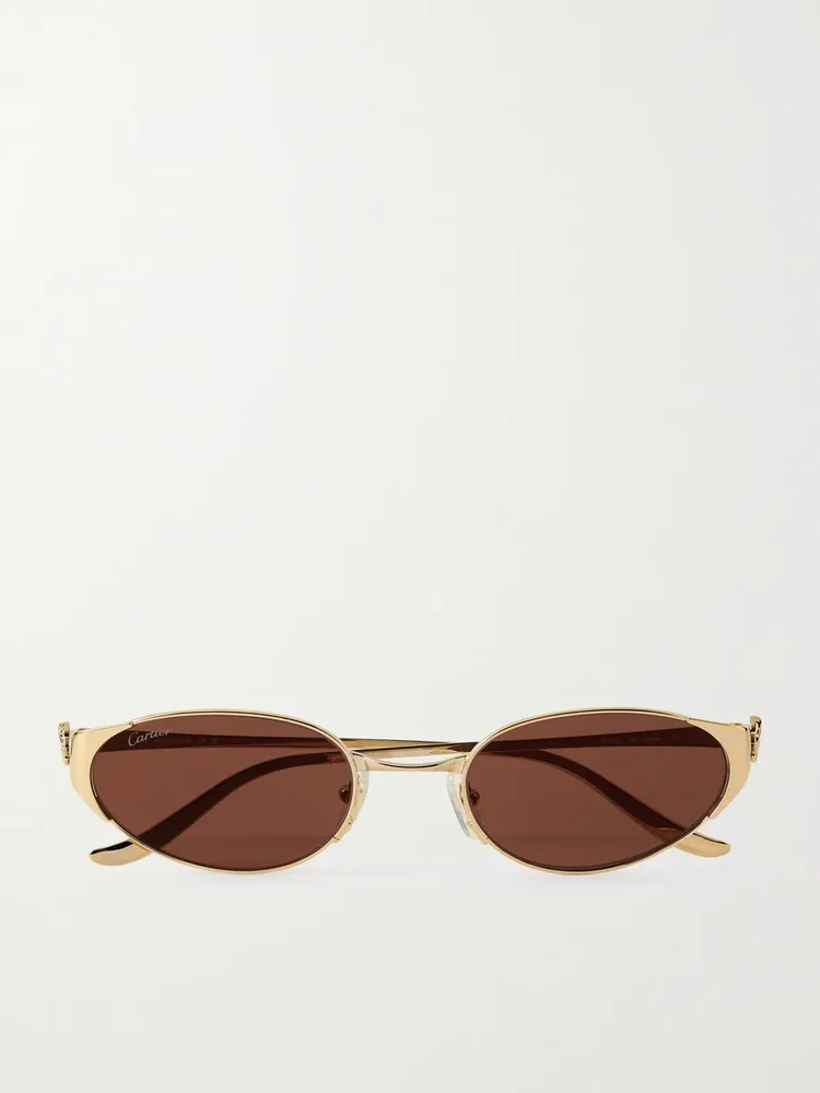 Panthère de Cartier oval-frame gold-tone sunglasses