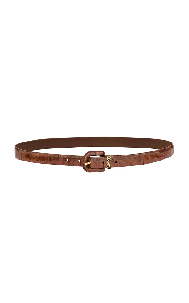 Cassandre Croc-Effect Leather Belt