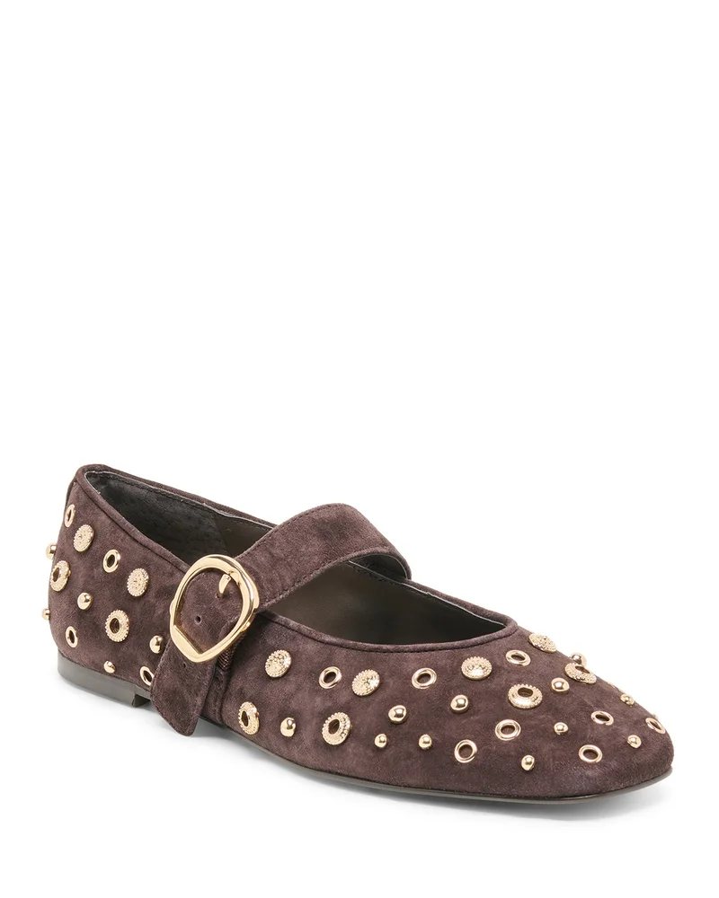 Mella Suede Studded Mary Jane Flats