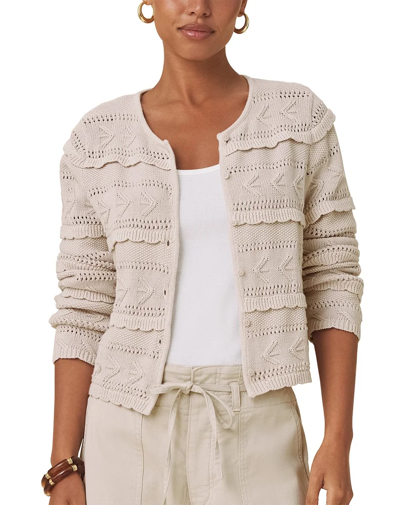 Giovanna Scalloped Pointelle Knit Cardigan