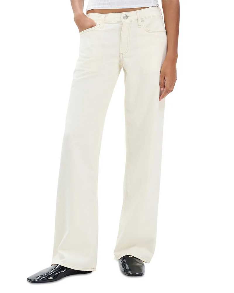 Featherweight Cam Low Rise Relaxed Straight Jeans in Ecru