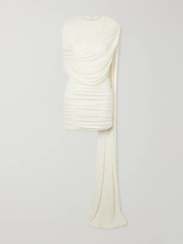 Khara gathered satin-jersey mini dress
