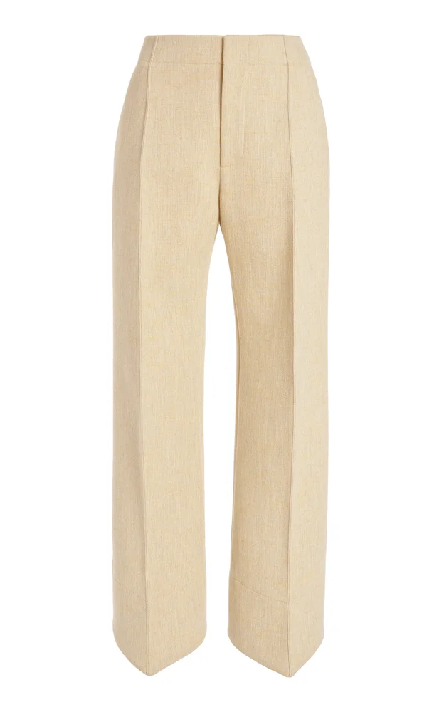 Curved Mélange-Knit Trousers