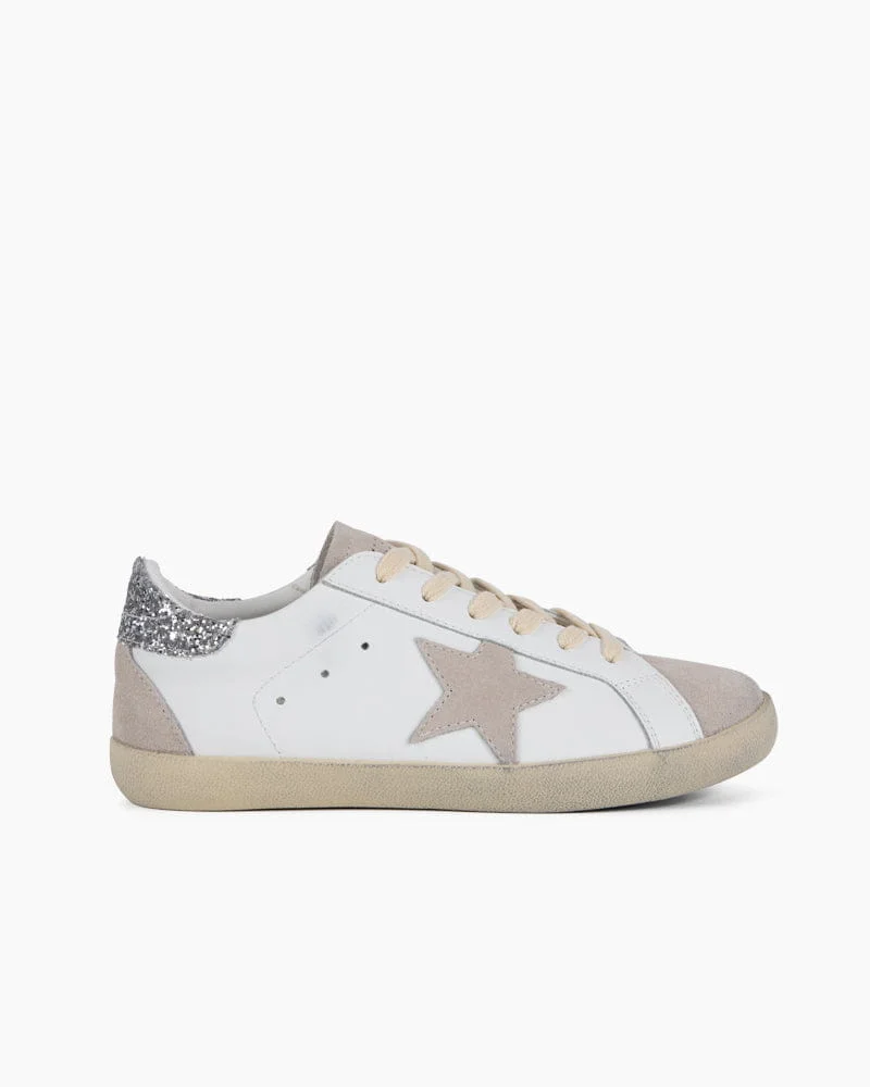 White Nappa Leather Gray Star Sneakers