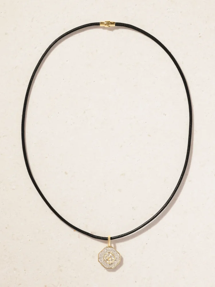 The Essential 14-karat recycled gold, white topaz and diamonds pendant