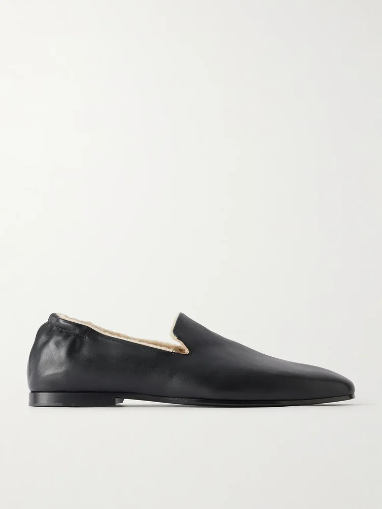 Shearling-Lined Nappa Leather Loafers