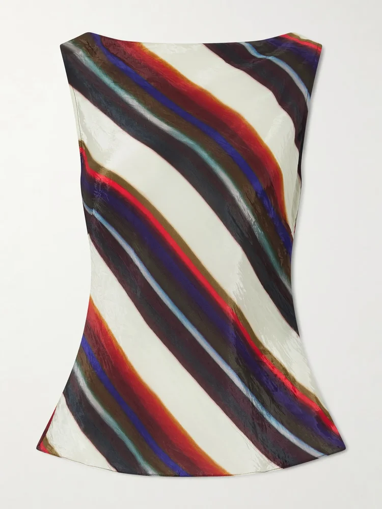 Morris striped crinkled-satin top