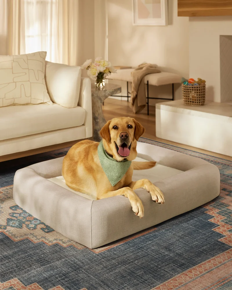 Sand Woven Bolster Pet Bed