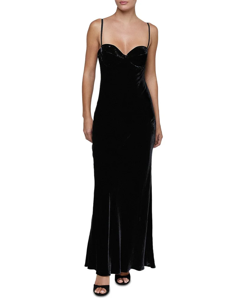 Sayla Velvet Bias Cut Maxi Dress