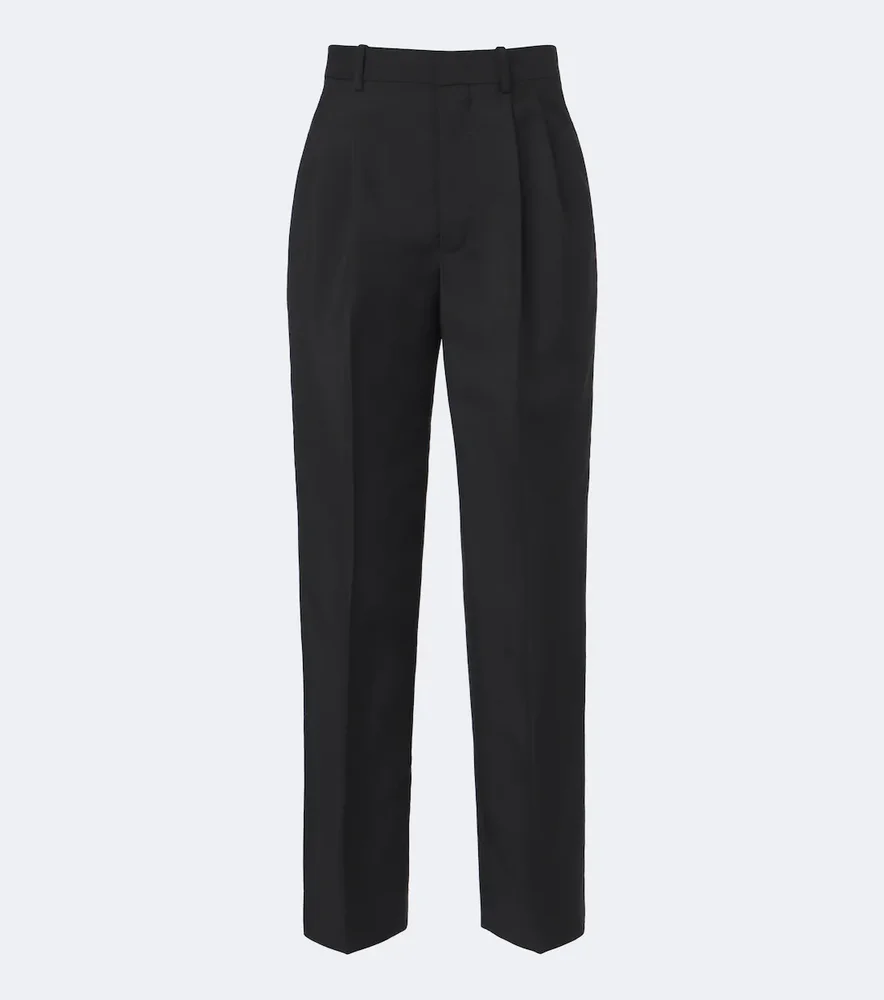 Pleated wool and mohair straight pants