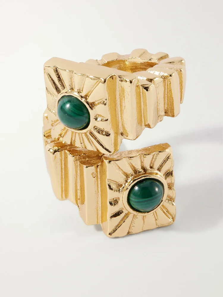 Kabala gold-plated malachite ring