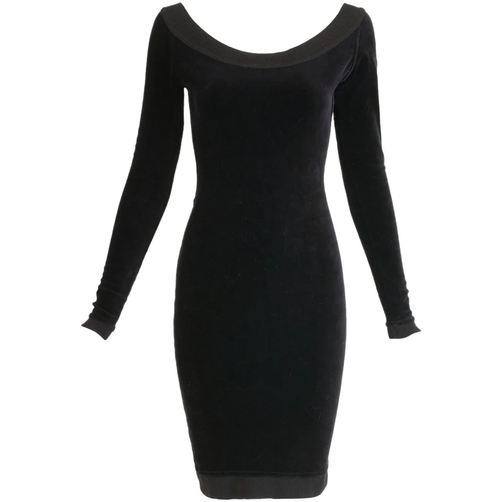 Alaia Black Stretch Velvet Bodycon Mini Dress w/Open Back