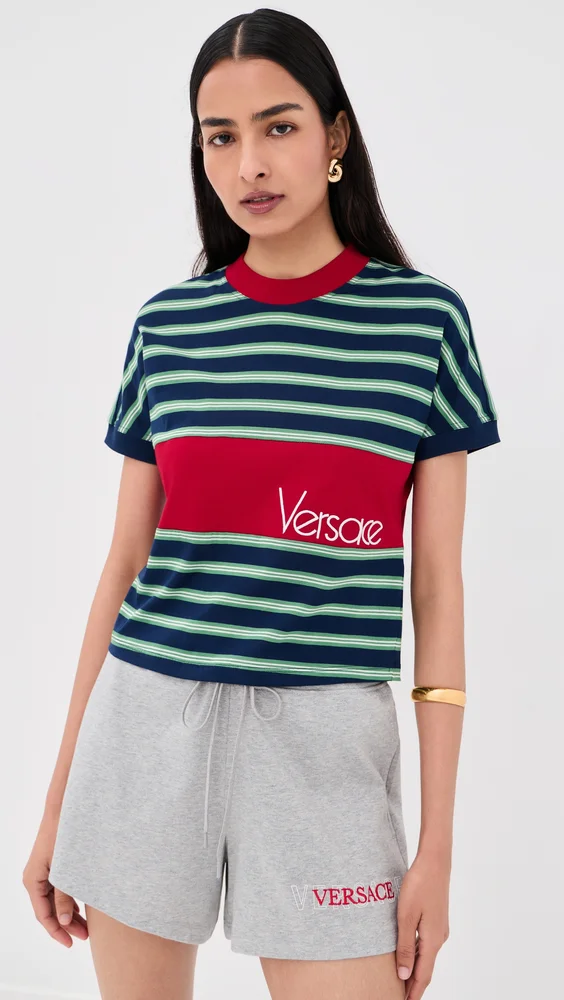Striped Cotton Jersey with Intarsia Jersey