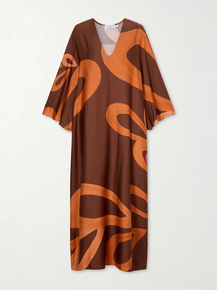 Amalthea printed satin kaftan