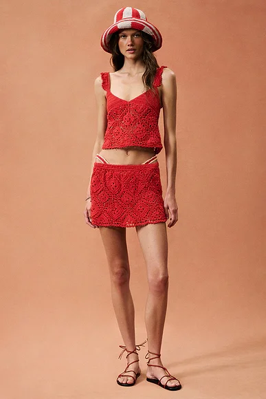 Crochet Top And Mini Skirt Set