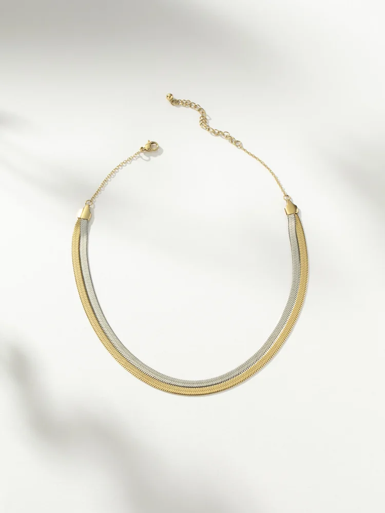 Double Layer Herringbone Chain Necklace