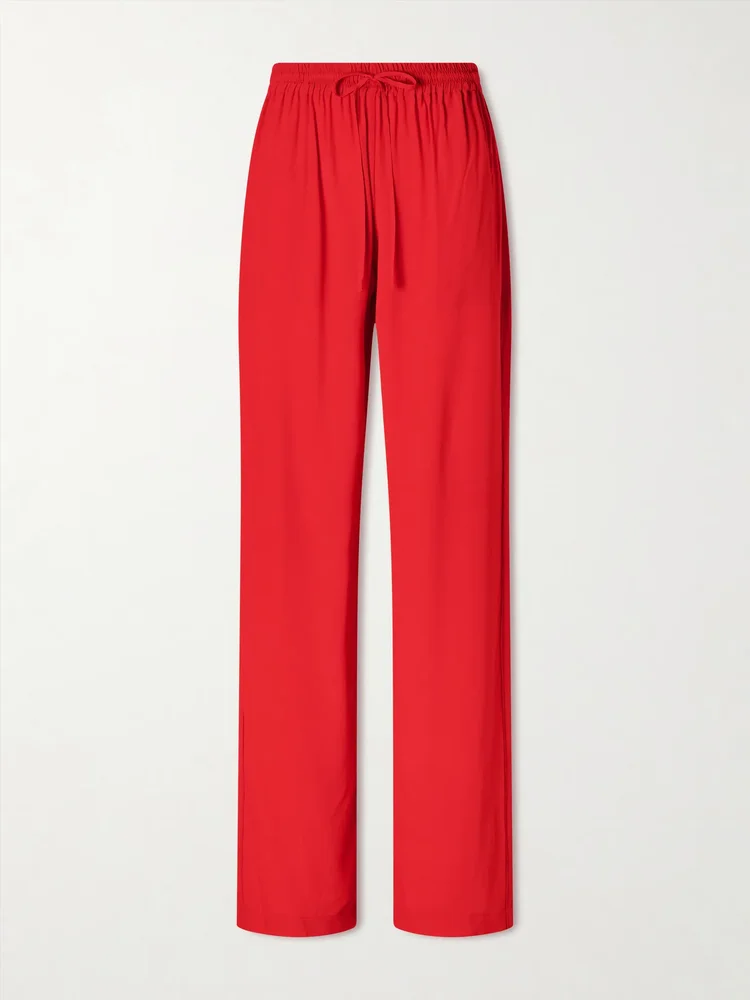 Tuileries satin-trimmed silk-tulle straight-leg pants