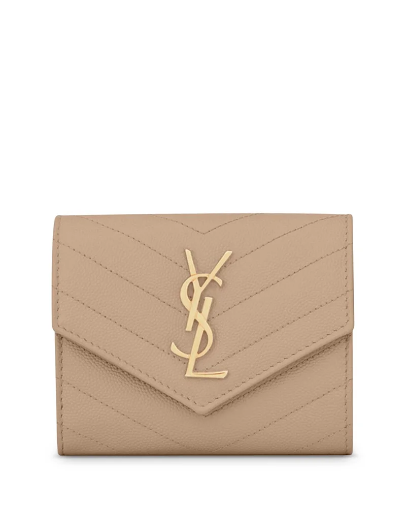 Cassandre Matelassé Compact Tri Fold Wallet in Grain De Poudre Leather
