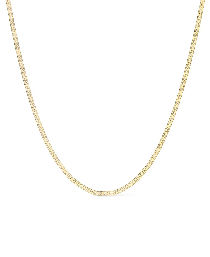 Solid Yellow Gold Flat Mariner Chain Necklace