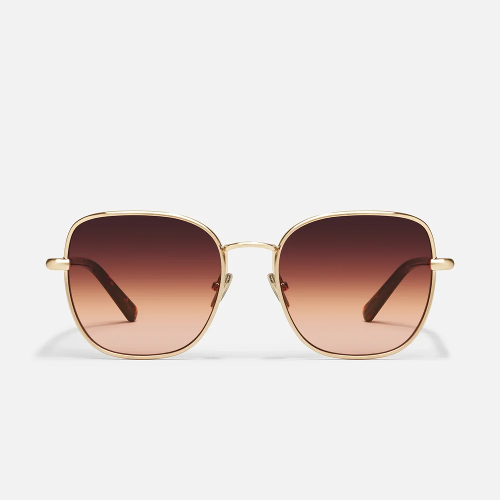 Uptown Sunglasses, Brushed Gold / Maple Honey