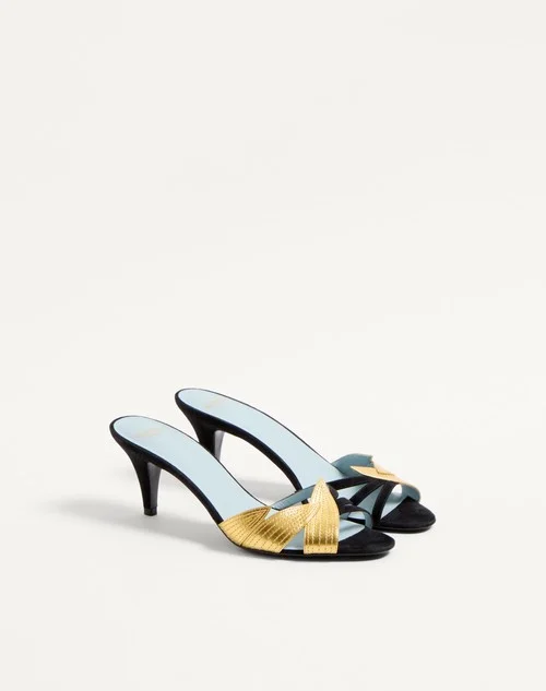 Valentino Foliefoliage Suede Slide Sandal 65Mm