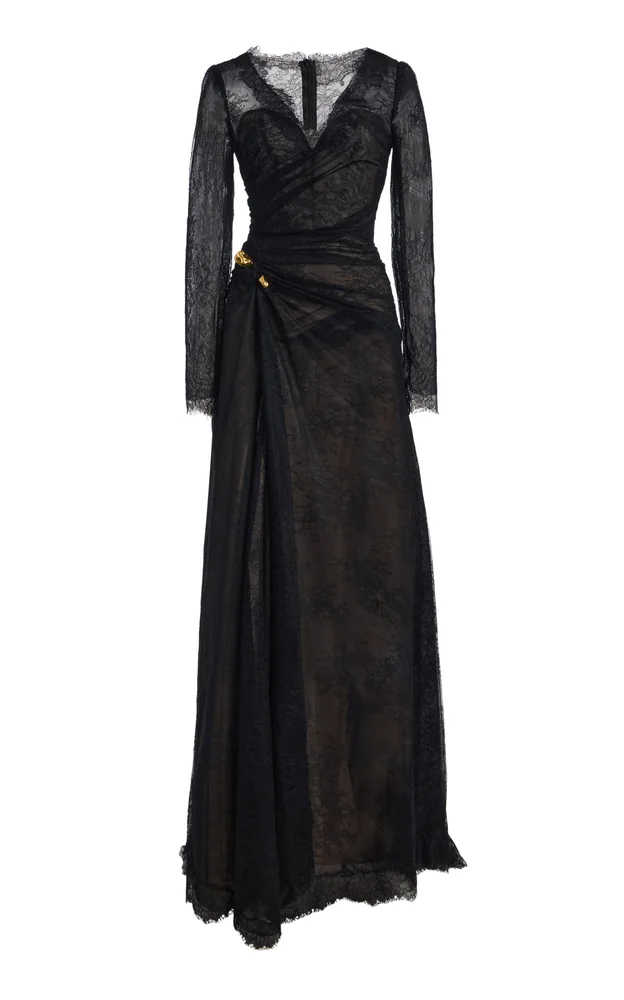 Chantilly Lace Long-Sleeve Gown