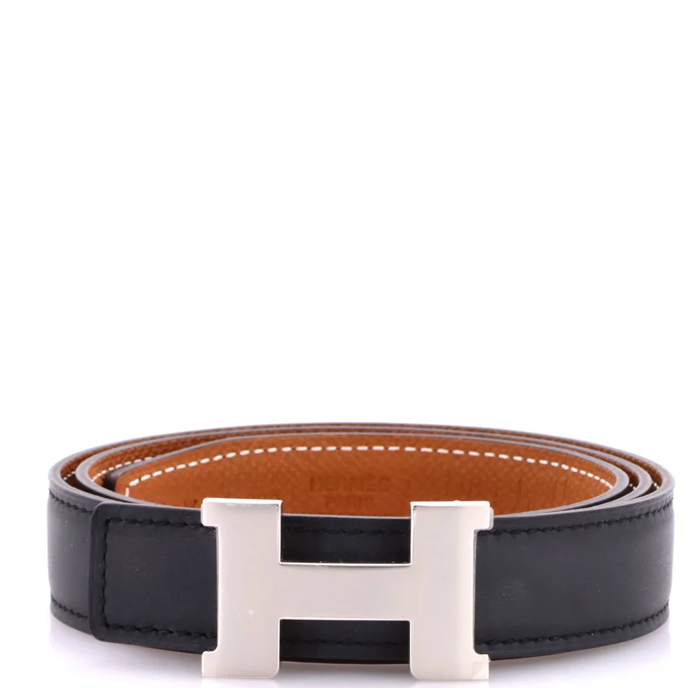Pre-Owned Constance Reversible Belt Leather Thin, Black