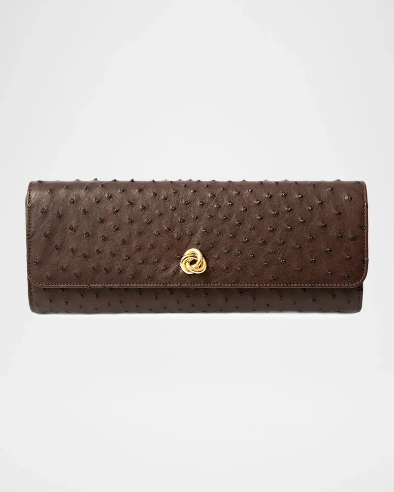 Robbie Textured Leather Flap Clutch Bag