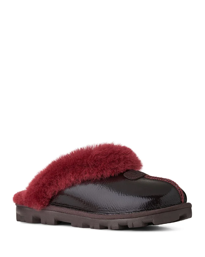 Coquette Crinkle Patent Leather & Sheepskin Slippers