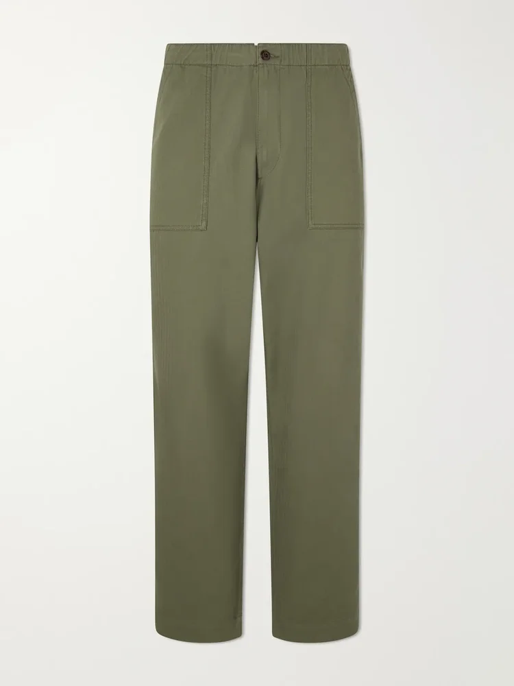 Straight-Leg Cotton-Blend Cargo Trousers