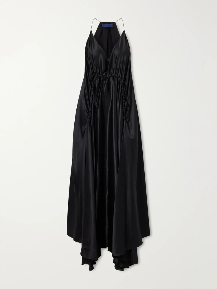 Draped silk-satin maxi dress