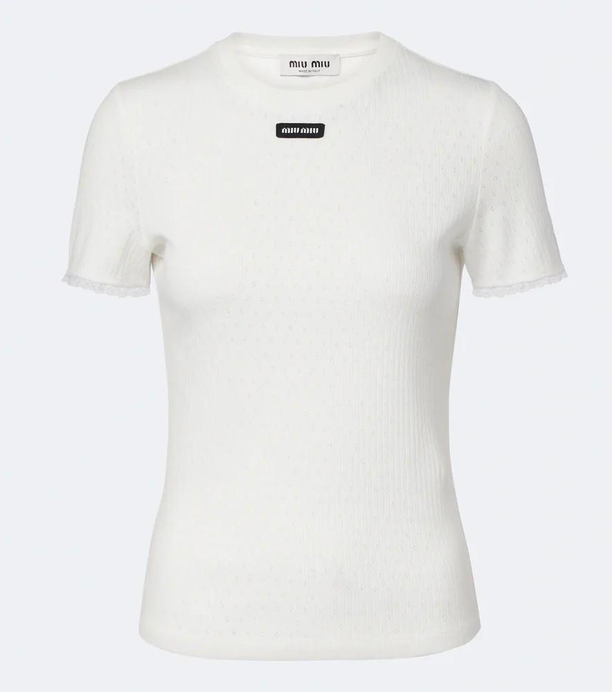 Pointelle cotton T-shirt