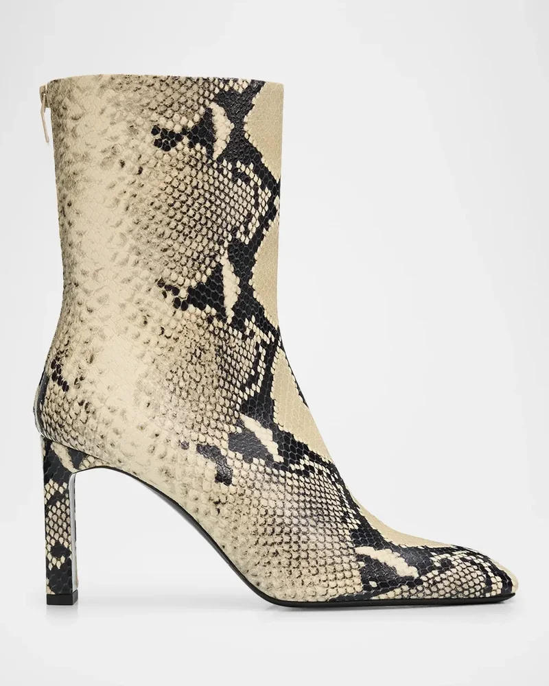 85mm Bar Python-Embossed Leather Ankle Boots