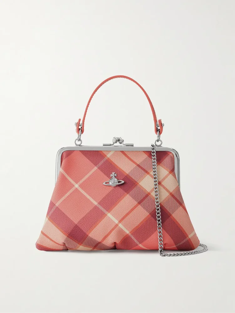 Granny Frame mini Orb-detailed checked vegan material tote