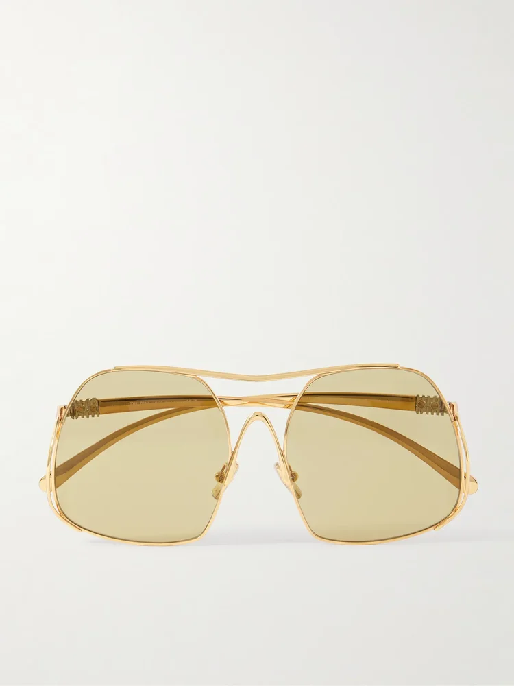 Square-frame gold-tone sunglasses
