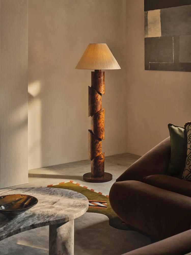 Franco Floor Lamp, Abstract Burl, US