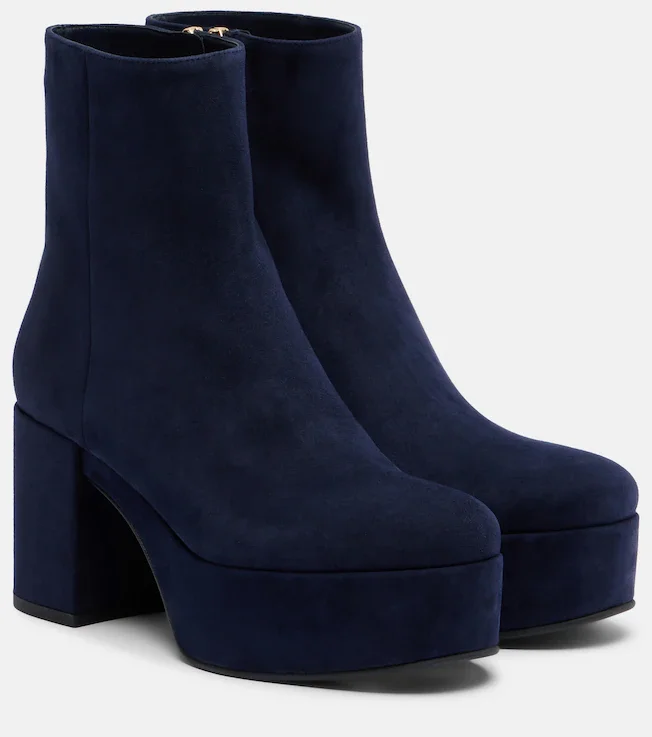 Sally suede platform ankle boots in blue