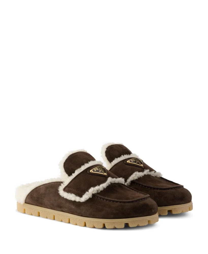 Suede and Shearling Mules