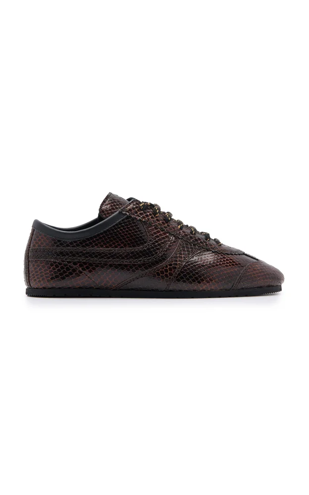 Snake-Effect Leather Sneakers