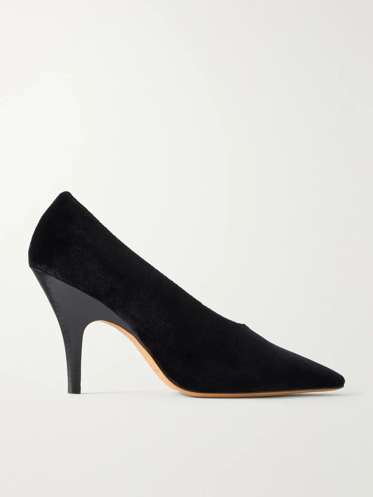 Petra cotton-velvet pumps
