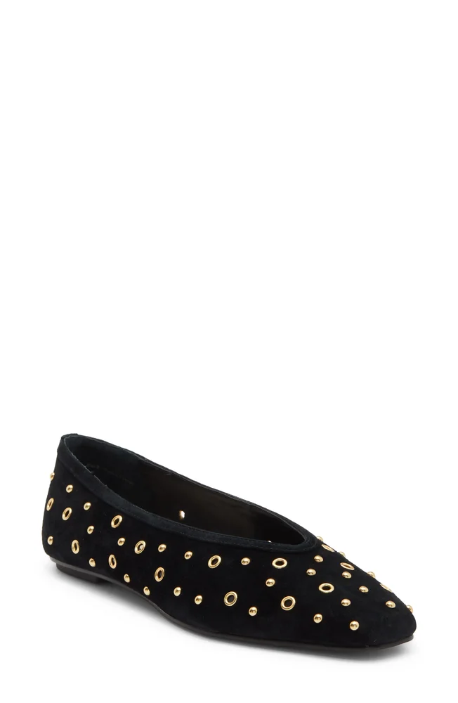 Caret Stud Leather Ballet Flat